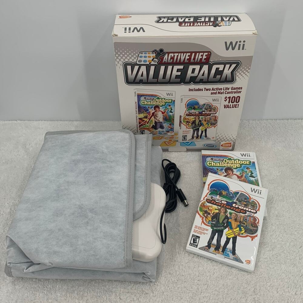 Nintendo Wii Active Life Mat Controller w/2 Games Extreme & Outdoor Challenge